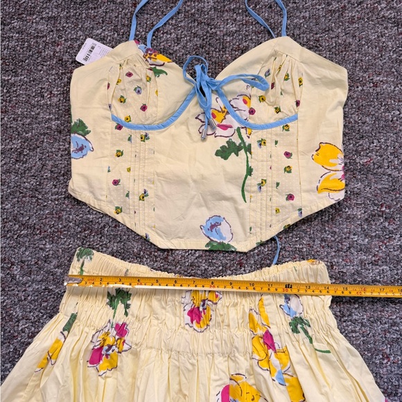 Free People NWT Corset Bustier Inspired Top with fit & flare skirt Set Butter L - Picture 7 of 16